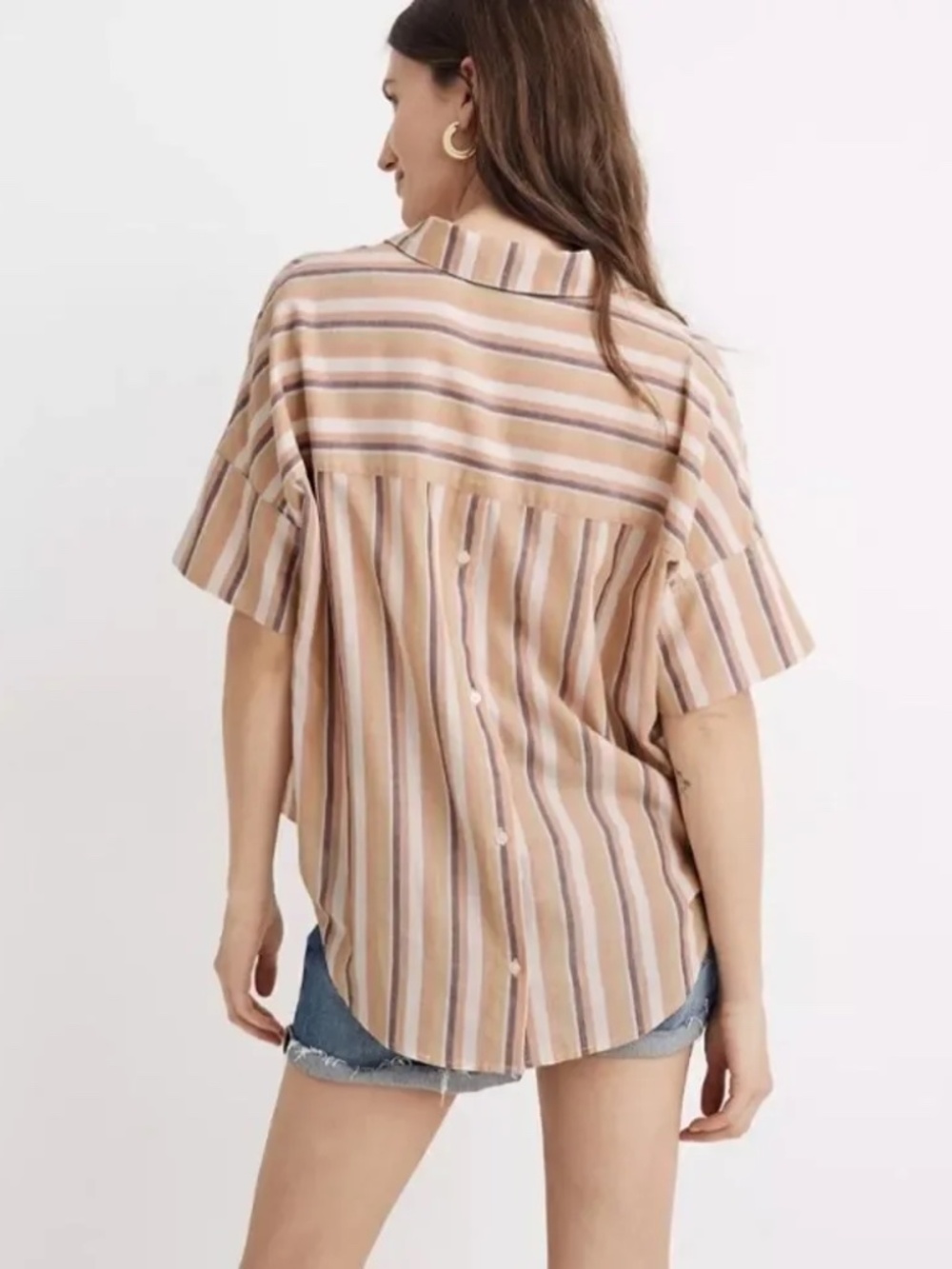 Madewell Courier Button-Back Shirt in Rainbow Stripe Size XS